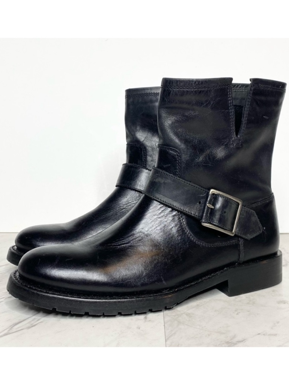 New! Frye Natalie Engineer Black Short Leather Boot 5 1/2